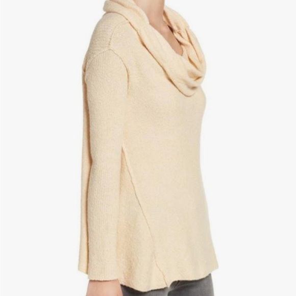 FREE PEOPLE | Cream Strawberry Fields Cowl Neck Off Shoulder Sweater Size S - Picture 2 of 9